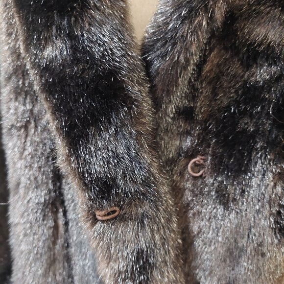💥VINTAGE GLAM💥VTG 70s/80s LUXURY FAUX MINK FUR LONGLINE COAT in DARK BROWN - Picture 12 of 16